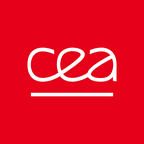 Le logo du CEA : les lettres CEA en blanc sur un fond rouge